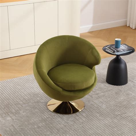 360 Swivel Barrel Chair Velvet Round Cuddle Accent Chair With Padded