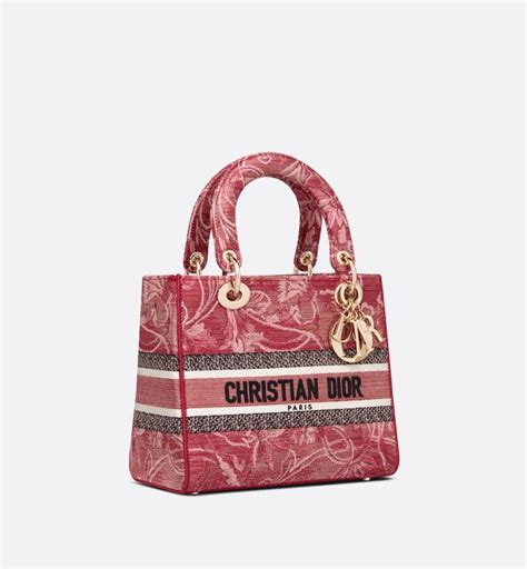 Medium Lady D Lite Bag Metallic Red Dior Brocart Embroidery Dior