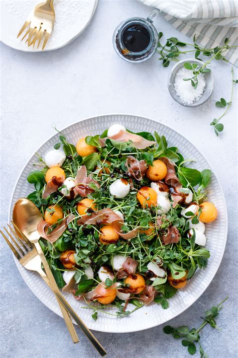 Prosciutto Melon Salad With Balsamic Vinaigrette Love And Olive Oil