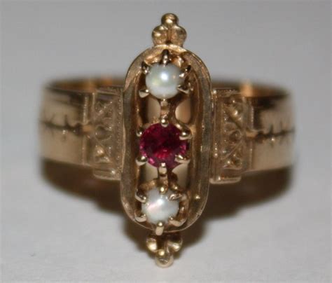 Antique Victorian Ruby And Pearl Ring 14k By Fairytaletreasures