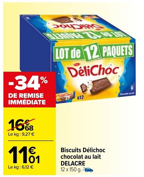 Promo Biscuits D Lichoc Chocolat Au Lait Delacre Chez Carrefour