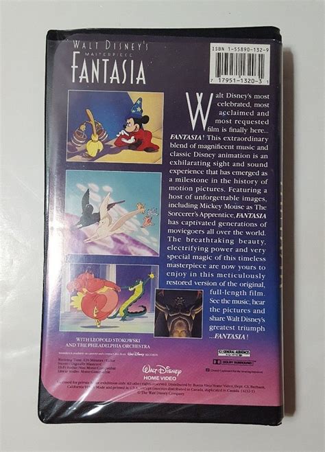 Fantasia Vhs Walt Disney S Masterpiece Black Clamshell Case Vhs Rare