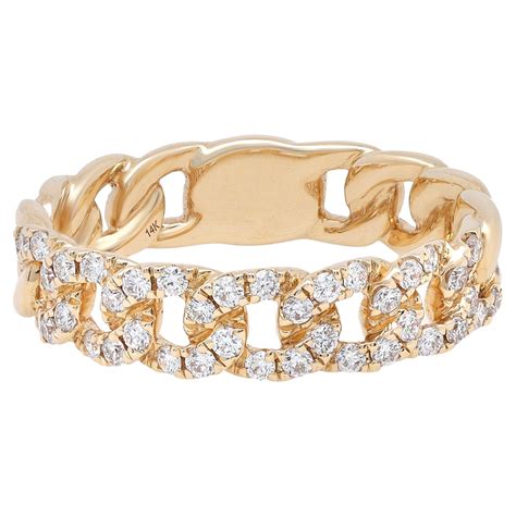 Rachel Koen 050cttw Pave Set Diamond Chain Link Ring 18k Yellow Gold