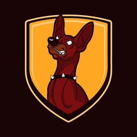 El Logotipo De La Mascota Deportiva Del Perro Doberman Vector Premium