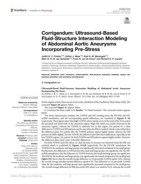 Pdf Corrigendum Ultrasound Based Fluid Structure Interaction