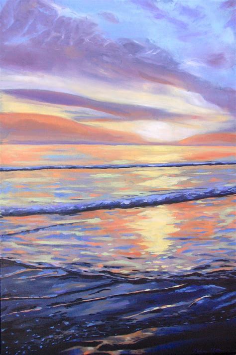 Ocean Wave Painting Sunset Canvas Painting Water Painting Seascape