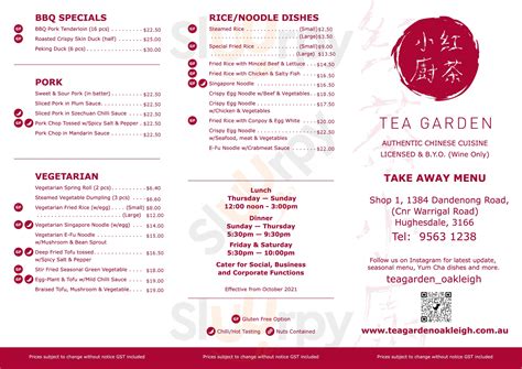 Tea Garden Menù Oakleigh Main Menu Sluurpy