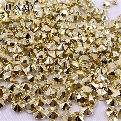 Aliexpress Buy JUNAO 6mm Gold Color Point Rhinestones Round