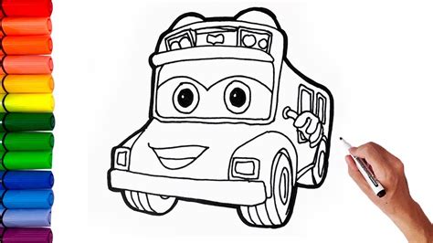 Drawing And Coloring Gogo Bus Learn How To Draw Gogo Bus Youtube