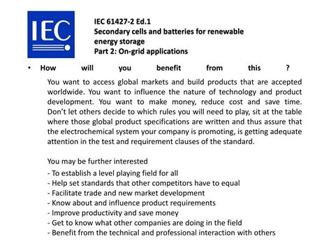 Ppt Iec Tc Committee For Secondary Cells And Batteries Needs Your