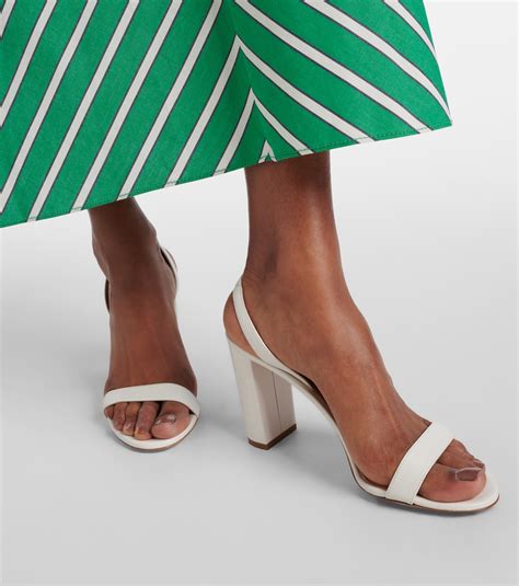 So Nude 85 Leather Slingback Sandals In White Aquazzura Mytheresa