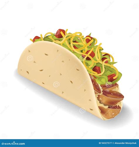 Taco Vector Cartoon Card Design With Hand Drawn Lettering Hand Drawn