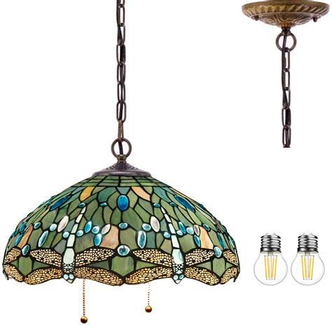 Buy Werfactory Tiffany Pendant Light Fixture Sea Blue Stained Glass