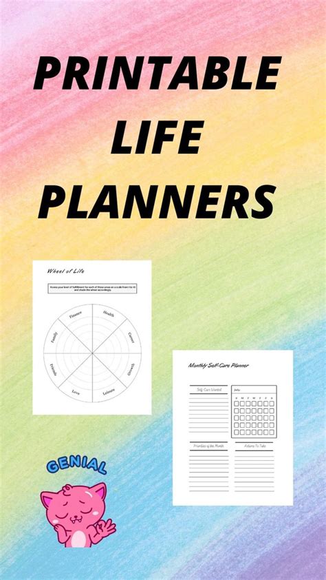 Printable Life Planners Self Care Planner 😊