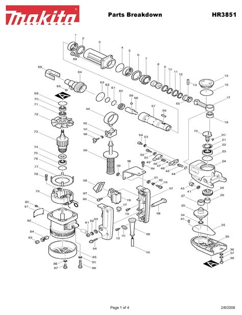 MAKITA HR3851 ROTARY HAMMER PARTS BREAKDOWN ManualsLib