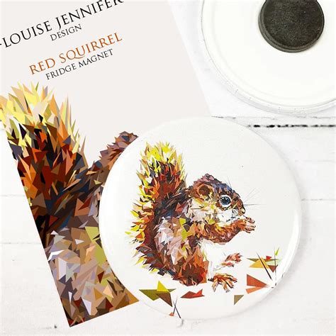 Red Squirrel Magnet Louise Jennifer Design
