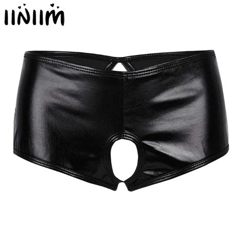 Sexy Womens Panties Lingerie Nightclub Wetlook Sissy Underwear Faux