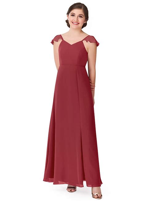 Pomegranate Azazie Everett Junior Bridesmaid Dresses Azazie