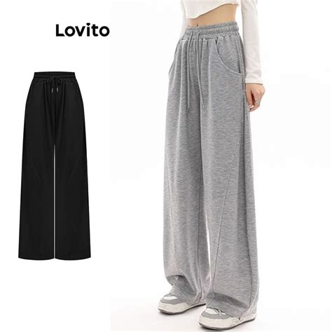 Lovito Casual Plain Drawstring Pants For Women LNA36090 Multi Color