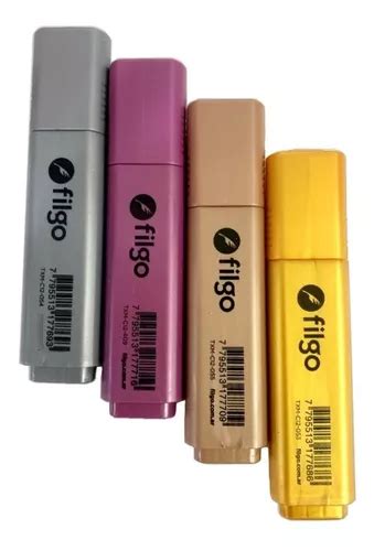 Resaltador Filgo Text Marker Metal Color Metalizado Pack X4