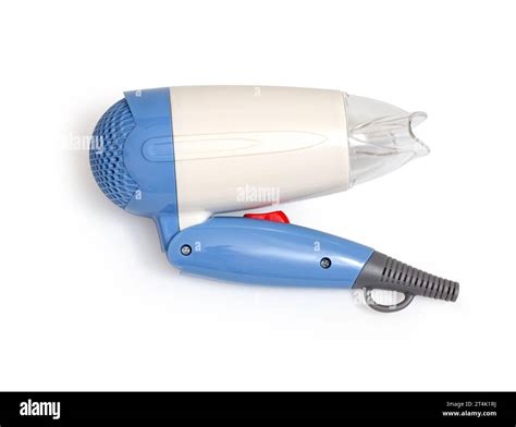 Folding Hair Dryer Isolated On White Background With Clipping Path