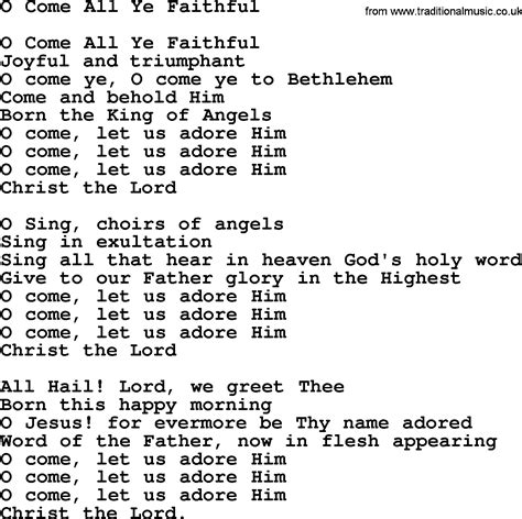 O Come All Ye Faithful By The Byrds Lyrics With Pdf