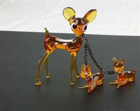 Glass Deer Miniatures Set Of 3 Deer Figurines Mini Collectibles