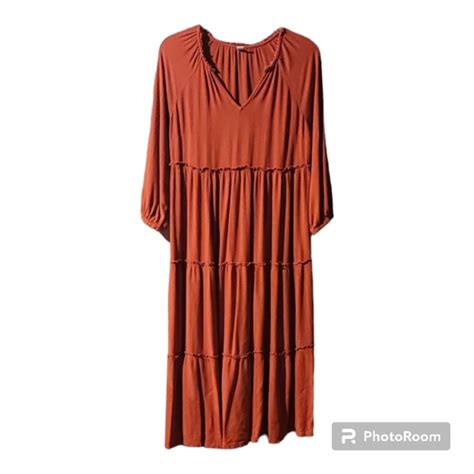 Old Navy Dresses Old Navy Tiered Midi Dress Womans Med Burnt Orange