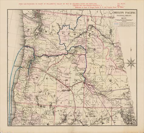 Oregon Pacific Railroad Company Map Showing Lines Under Construction