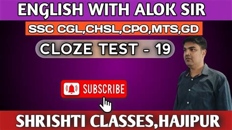 Cloze Test Of Cgl 2022 Pre 19 English Concept With Alok Sir Ssc