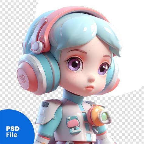 Renderiza O D De Uma Linda Garota Astronauta Modelo Psd De Fones