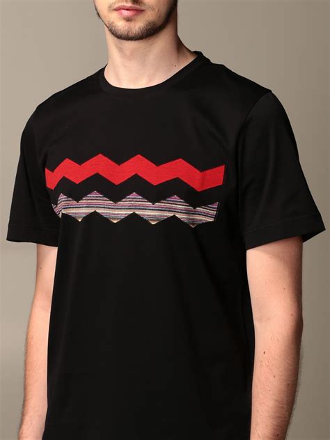 Missoni Cotton T Shirt With Zig Zag Pattern Black Missoni T Shirt