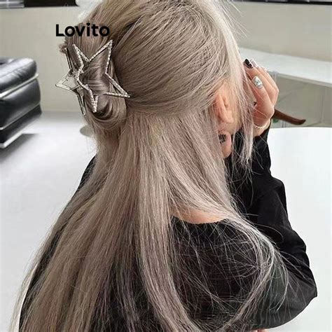 Lovito Casual Presilha De Cabelo Feminina Simples De Metal Estrelas