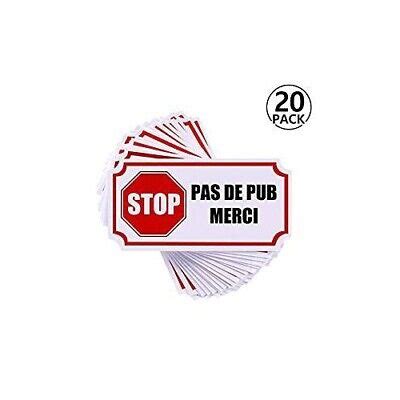 20x stop pas de pub publicité boite aux lettres sticker autocollant