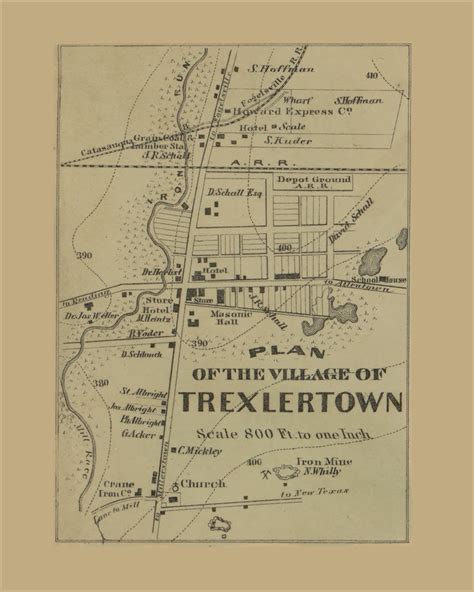 Trexlertown Village Upper Macungie Pennsylvania 1865 Old Town Map