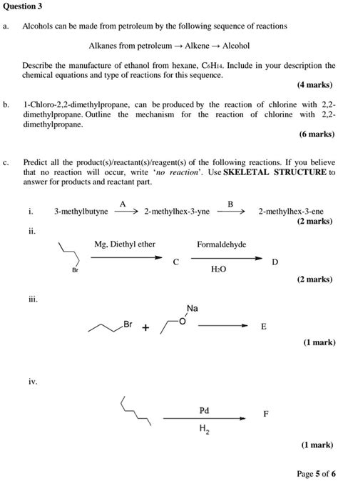 Solved Question 3 A Alcohols Can Be Made From Petroleum By The