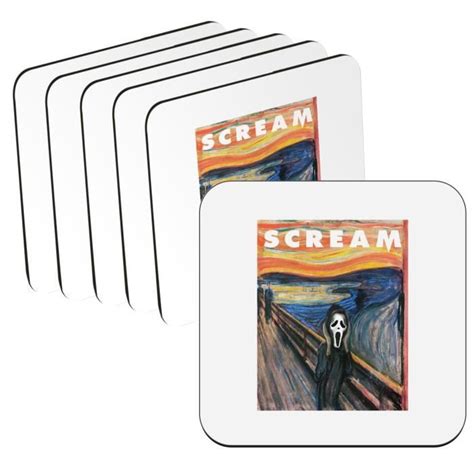 Sous Verre Liège Lot de 6 Scream Ghostface Munch Parodie Film