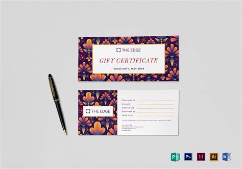 Gift Certificate Design Template in PSD, Word, Publisher, Illustrator ...