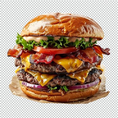 Premium Psd Psd Fresh Beef Burger Isolated On Transparent Background