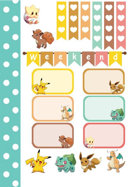 Dodo Charms: Pokemon Sticker Kit | Happy planner printables, Pokemon ...