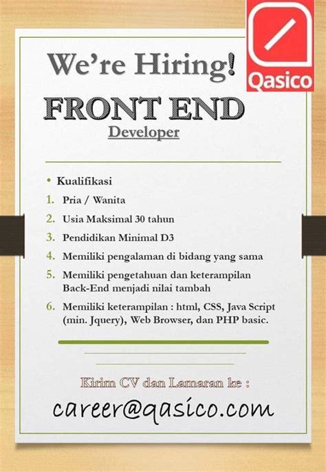 Lowongan Kerja Front End Developer AtmaGo