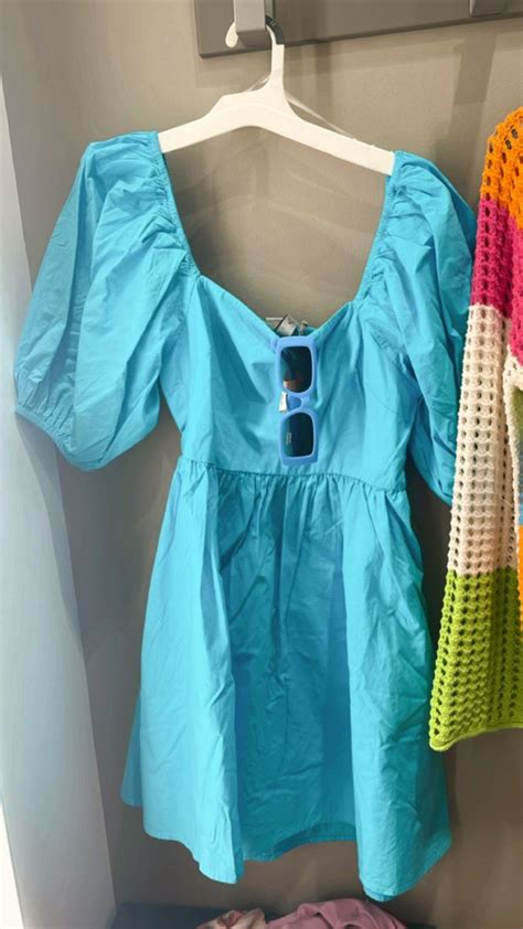 Blue Puff Sleeve Dress Clothes Dresses With Sleeves Fashion