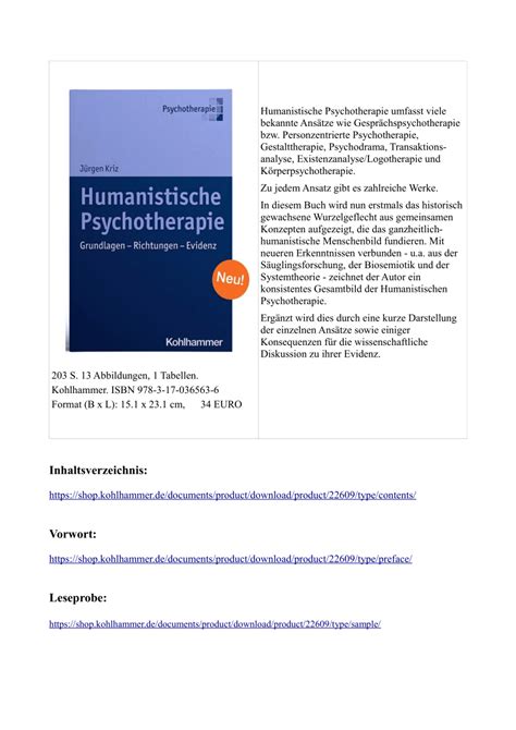 PDF Humanistische Psychotherapie