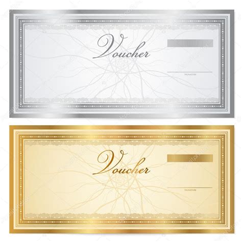 Voucher Template With Guilloche Pattern Watermarks And Border