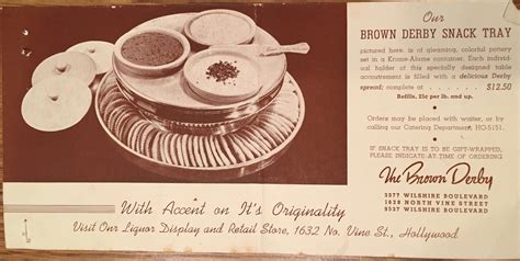 Brown Derby restaurant menu from 1941