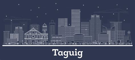 Outline Taguig Philippines City Skyline with White Buildings. 17650154 ...