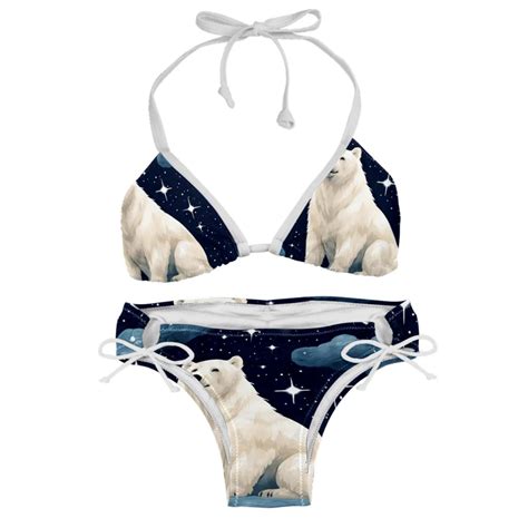 Starry Polar Bear Detachable Sponge Adjustable Strap Bikini Set Two