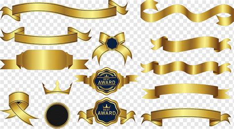 Gold Ribbon Banners Golden Award Badge Png Pngwing