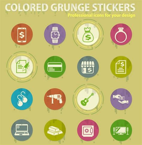 Premium Vector Pawn Shop Colored Grunge Icons