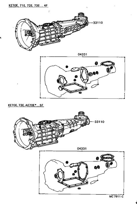 TOYOTA COROLLAKE70 EEKBS POWERTRAIN CHASSIS TRANSAXLE OR